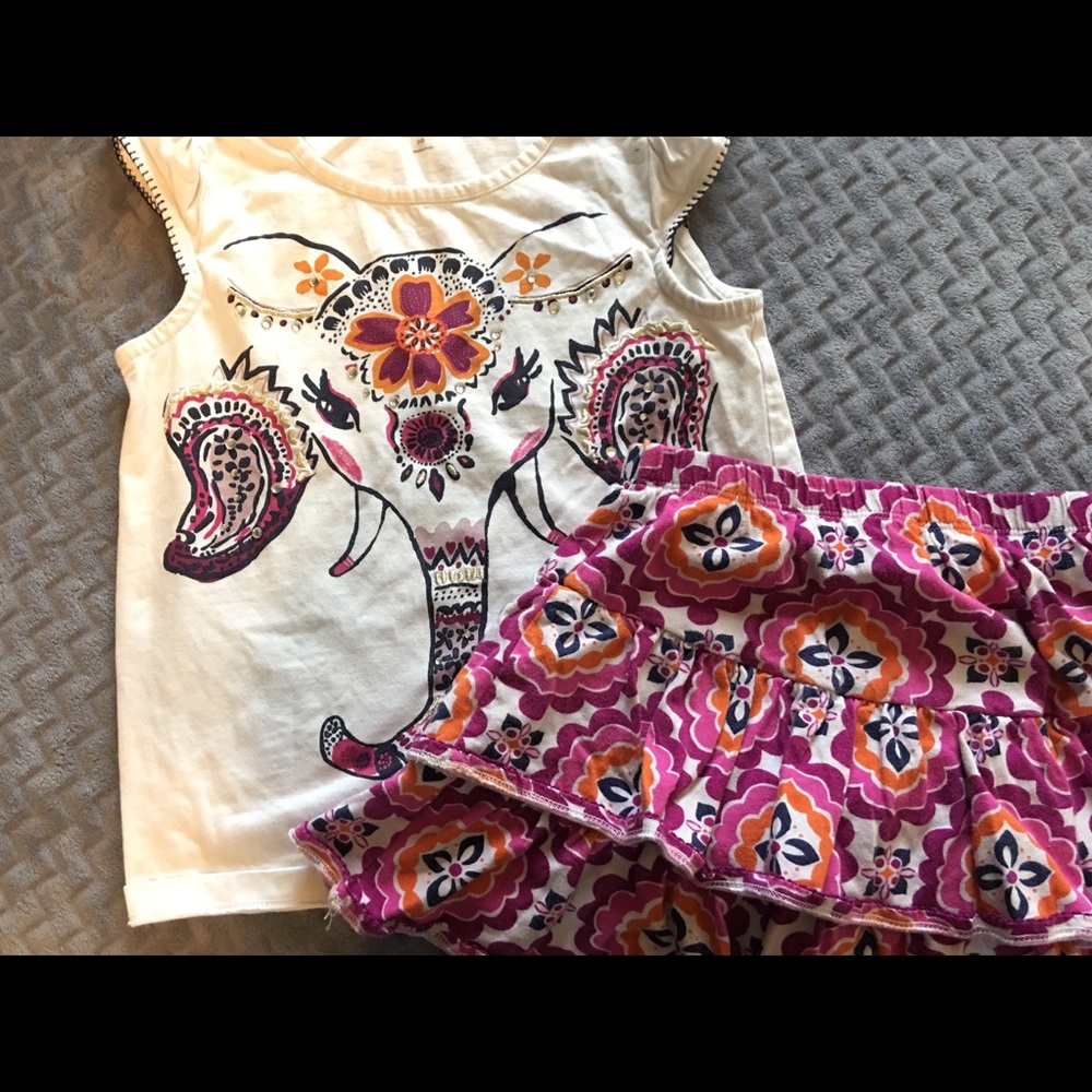 Girls Gymboree patterned elephant outfit